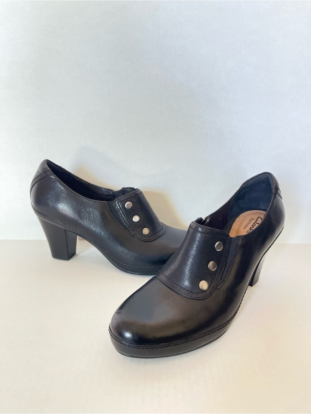 Black Block Heel Shootie Y2K Leather Comfort Whimsygoth Vintage Inspired